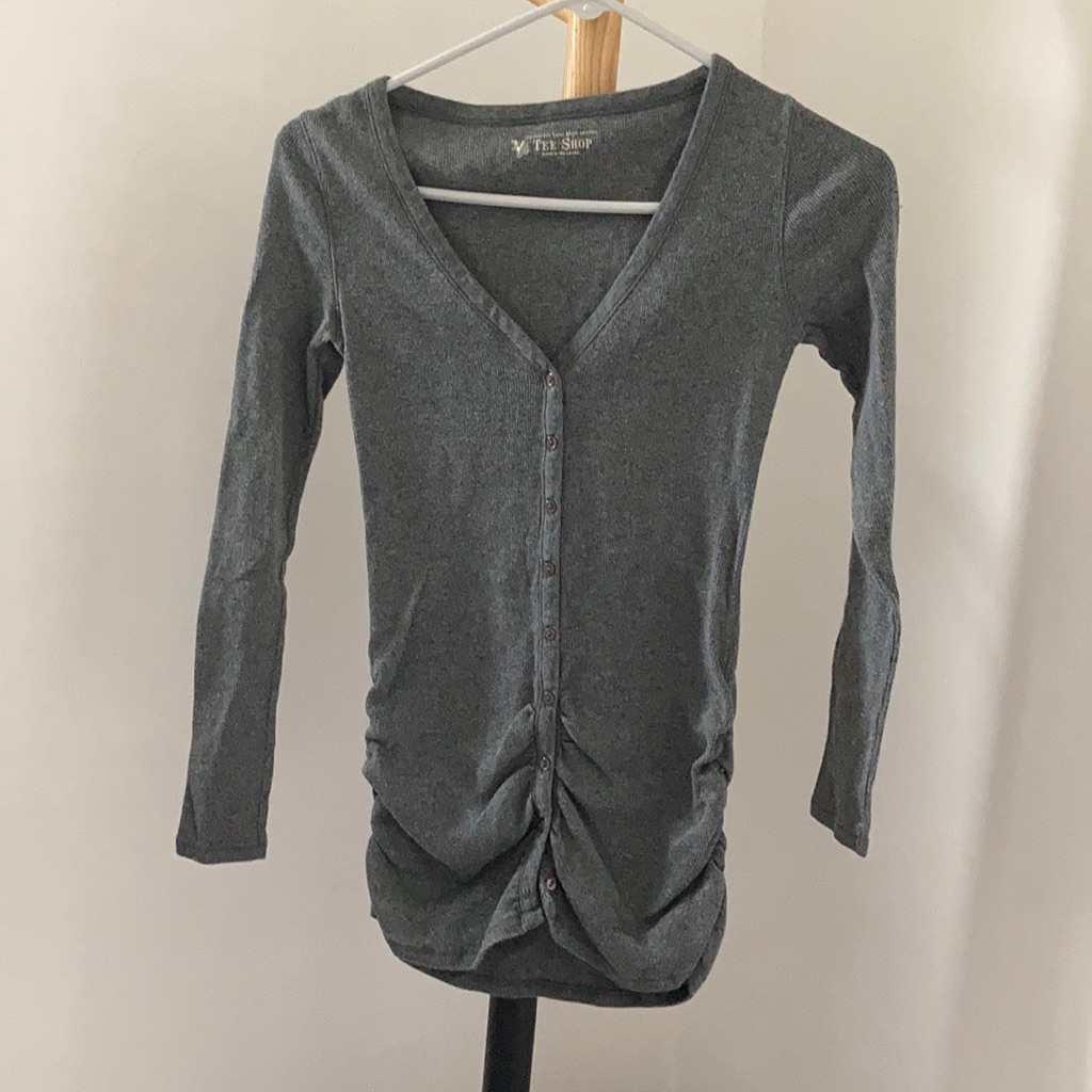 V-Neck Button Down T